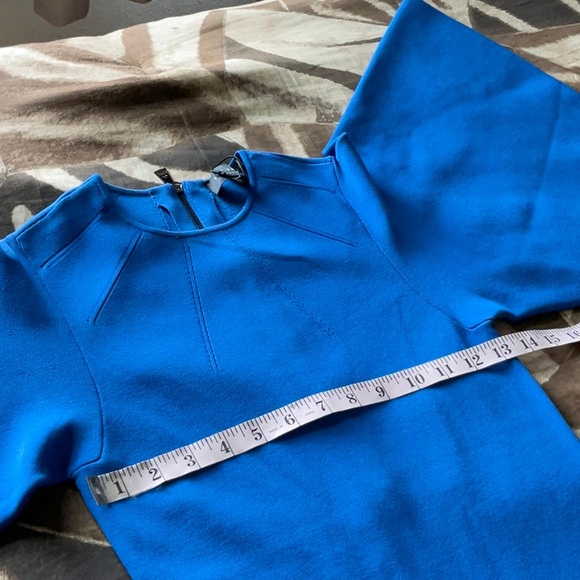 Ted Baker London Lounia Fluted Sleeve Body-Con Sweater Dress Color: Mid Blue - Picture 13 of 16